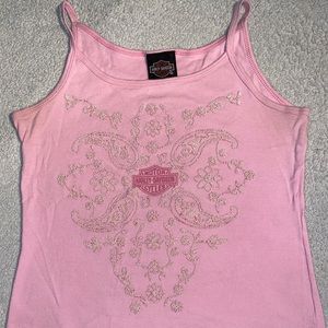 Harley Davidson pink beaded tank top